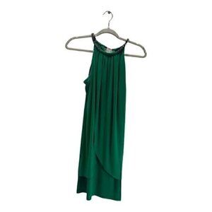 Jessica Simpson emerald green half wrap dress size Small high neck jewelry